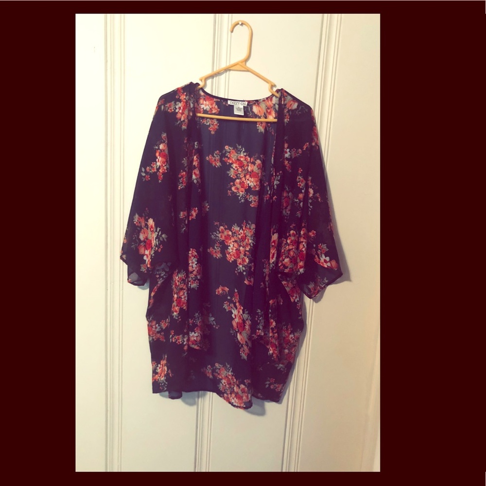 Navy & Floral Kimono